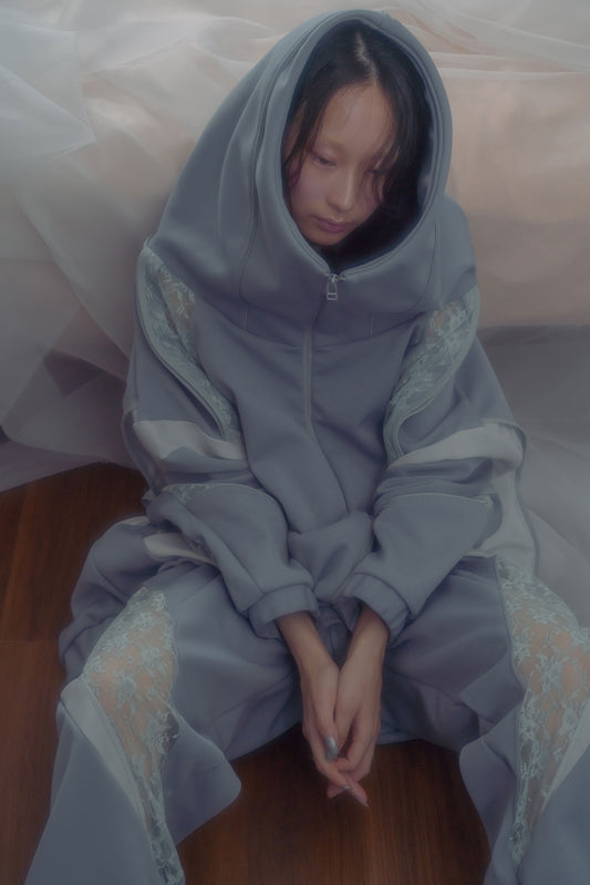 Ω24SS Jersey Race Contrast High Neck Big Parka - Gray