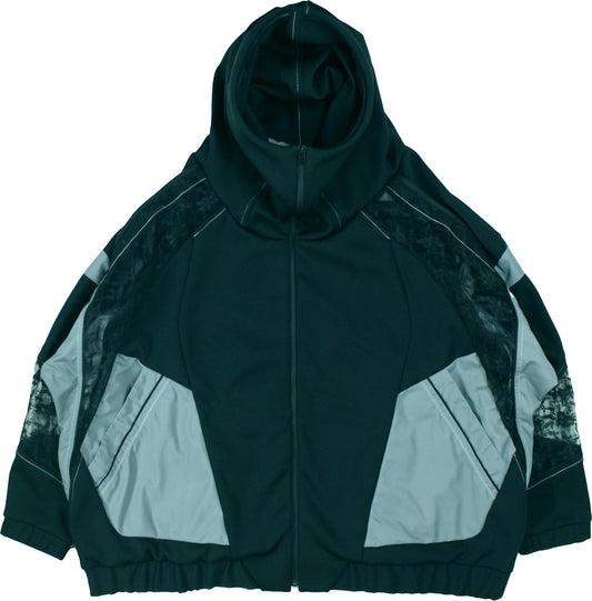 Ω24SS Jersey Race Panel High Neck Big Hoodie - Black