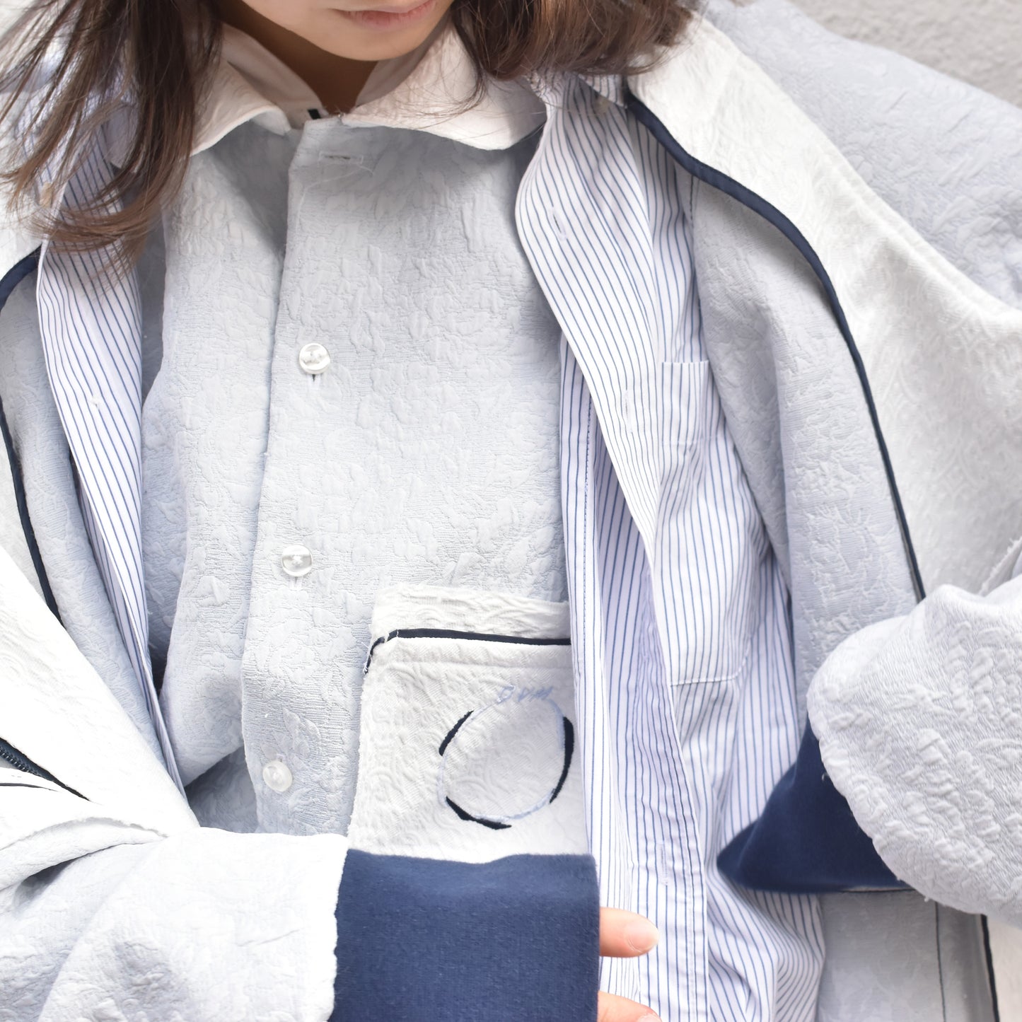 Ω20SF Round Collar Shirt Ice Blue