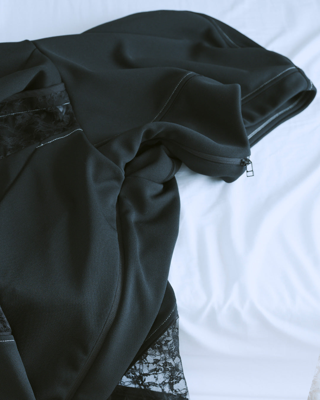 Ω24SS Jersey Race Panel High Neck Big Hoodie - Black