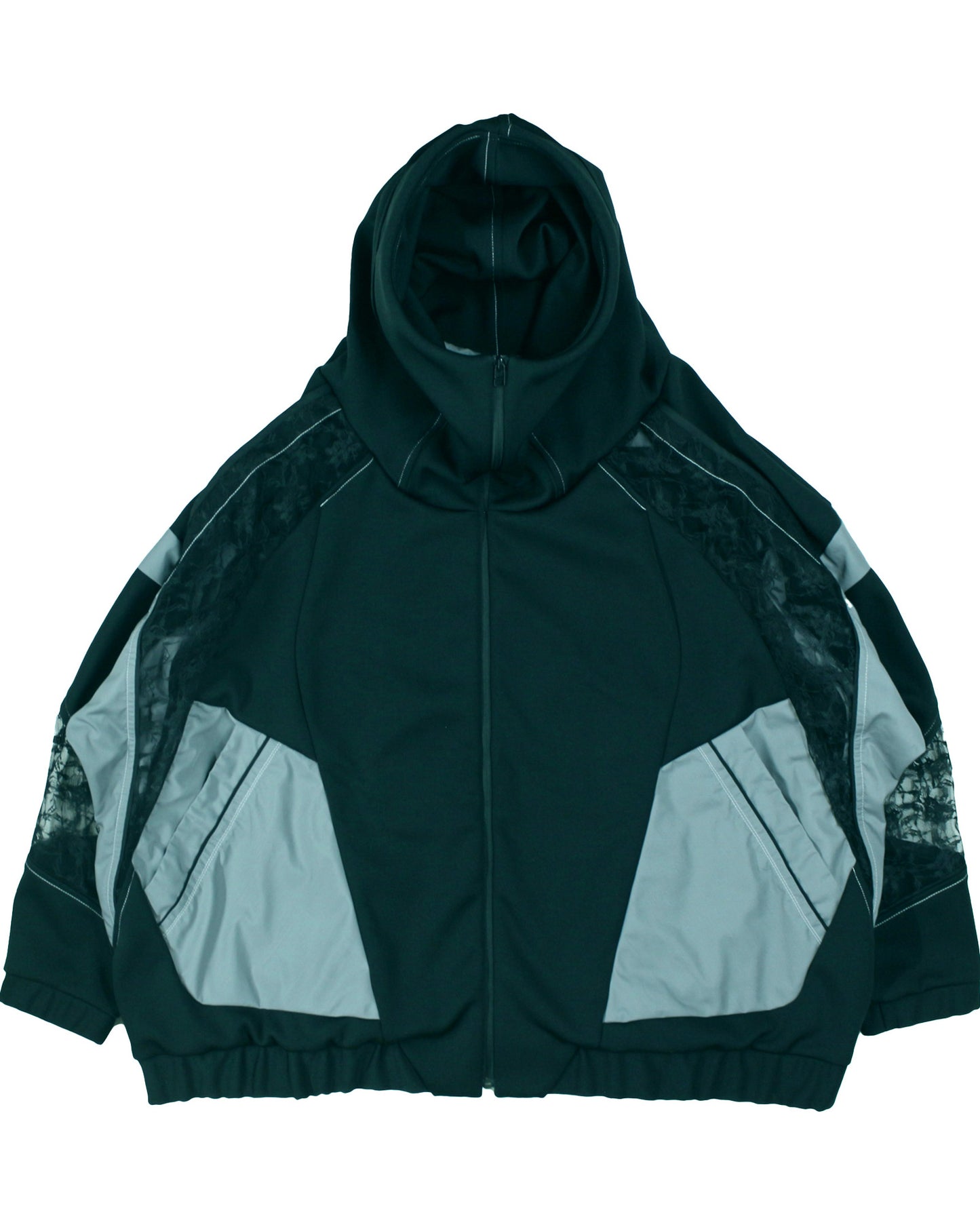 Ω24SS Jersey Race Panel High Neck Big Hoodie - Black